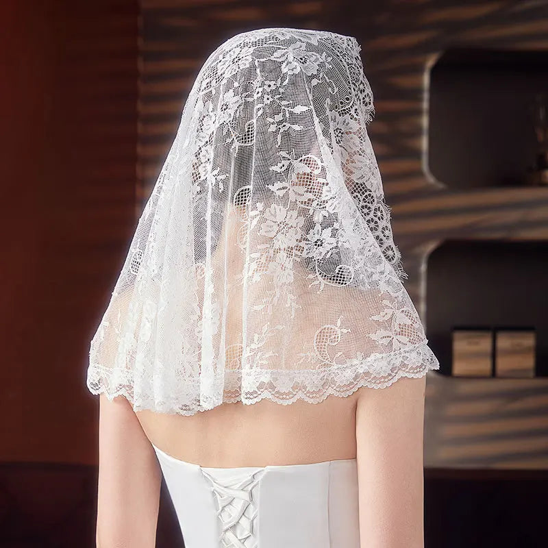 Mantilla Lace Veils For Women Spanish Muslim Head Covering Church Veil Black White Chapel Catholic Bridal Veils For Wedding