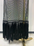 Fashion Black Sleeveless Sparkly Diamonds Tassel Bandage Dress Celebrity Cocktail Evening Party Luxury Birthday Gown