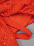 Orange Halter Sleeveless Cut Out Log Dress Diamonds Maxi Bodycon Elegant Party Evening Stage Performance Vestido