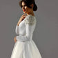 Elegant Ivory Muslim Wedding Dresses Vestidos De Novia Luxury Beading Flowers Satin Simple Vintage Long Sleeve Bridal Gowns