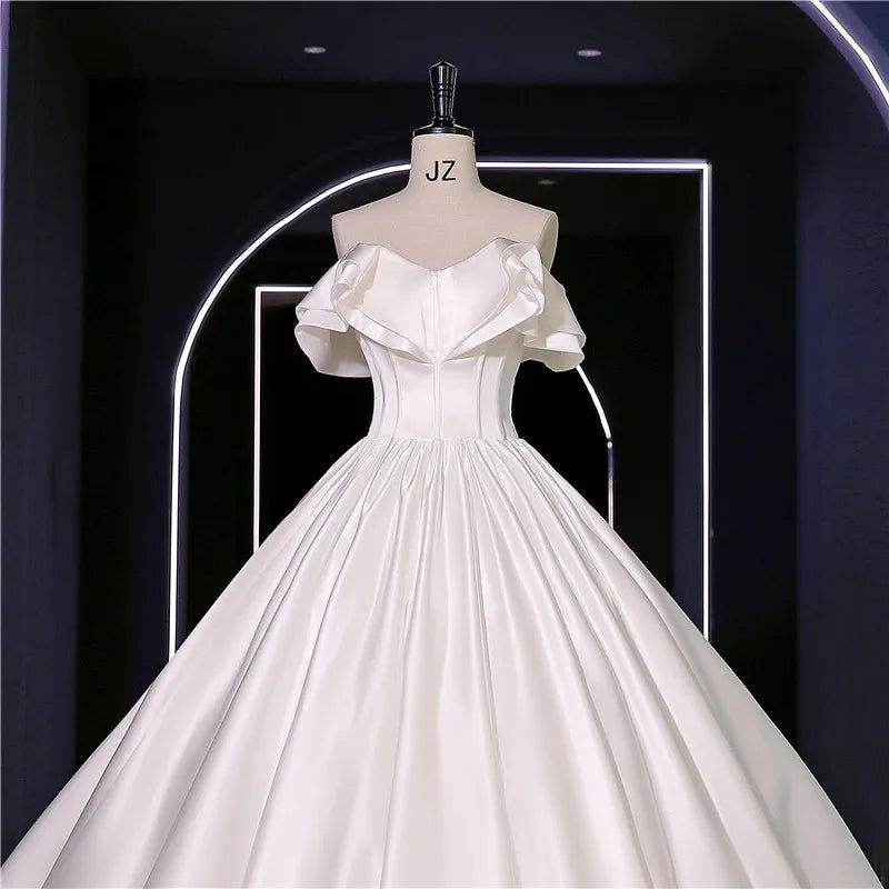 Abiti da sposa in raso morbido Nuovo semplice Vestido de Noiva Elegante barca NERCH CLASSE CHIUDI CUSTICHE CUSTICIZZA CUSTIME ROBE DE MARIEE