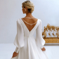 Geliebtes V-Ausschnitt Hochzeitskleid Langarm A-Line-Falten Birnen Einfache Chiffom-Brautkleid Rückenloser Zipper-Zug Vestido de Novia