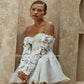 Mini vestido de novia por encima de la rodilla, vestidos de novia elegantes con escote corazón para mujer, vestidos de boda de media manga para mujer, hechos a medida
