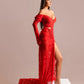 Vestidos largos de fiesta de encaje rojo dramático, vestido de fiesta de sirena con abertura larga, vestido de fiesta Formal personalizado 2024