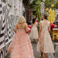 Pink A line Wedding Dresses Sweetheart Flowers Ruffles Tulle Floor Length Sweep Train Bridal Party Gown Vestido De Novia