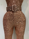 Women Sexy Backless Sleeveless Sequin Bodycon Jumpsuit Celebrity Elegant Evening Party Luxury Birthday Nightclub Outfit