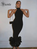 Women' Elegant Dress Black Bandage Stretch Female Clothing Celebrity Evening Party Long Gown Vestidos