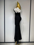 Women Luxury Rhinestone Celebrity Sexy Off Shoulder Flower Maxi Long Bodycon Bandage Dress Elegant Evening Club Party Outfit