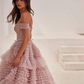 Elegant Off Shoulder Tulle Prom Dress 2024 Multilayer Mesh Sleeveless Ball Gown Vestidos De Fiesta Long Train Party Dress