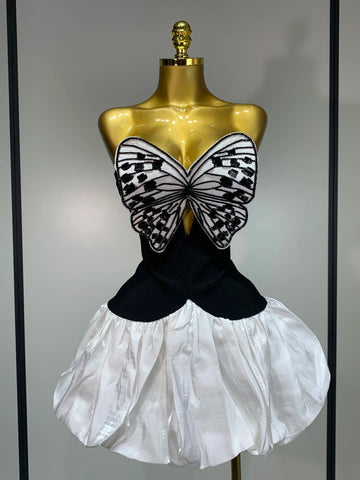 Elegant Evening Party Bandage Dress Sexy Backless Butterfly Sequin Designer Women Luxury Birthday Celebrity Fashion Show Dresses black