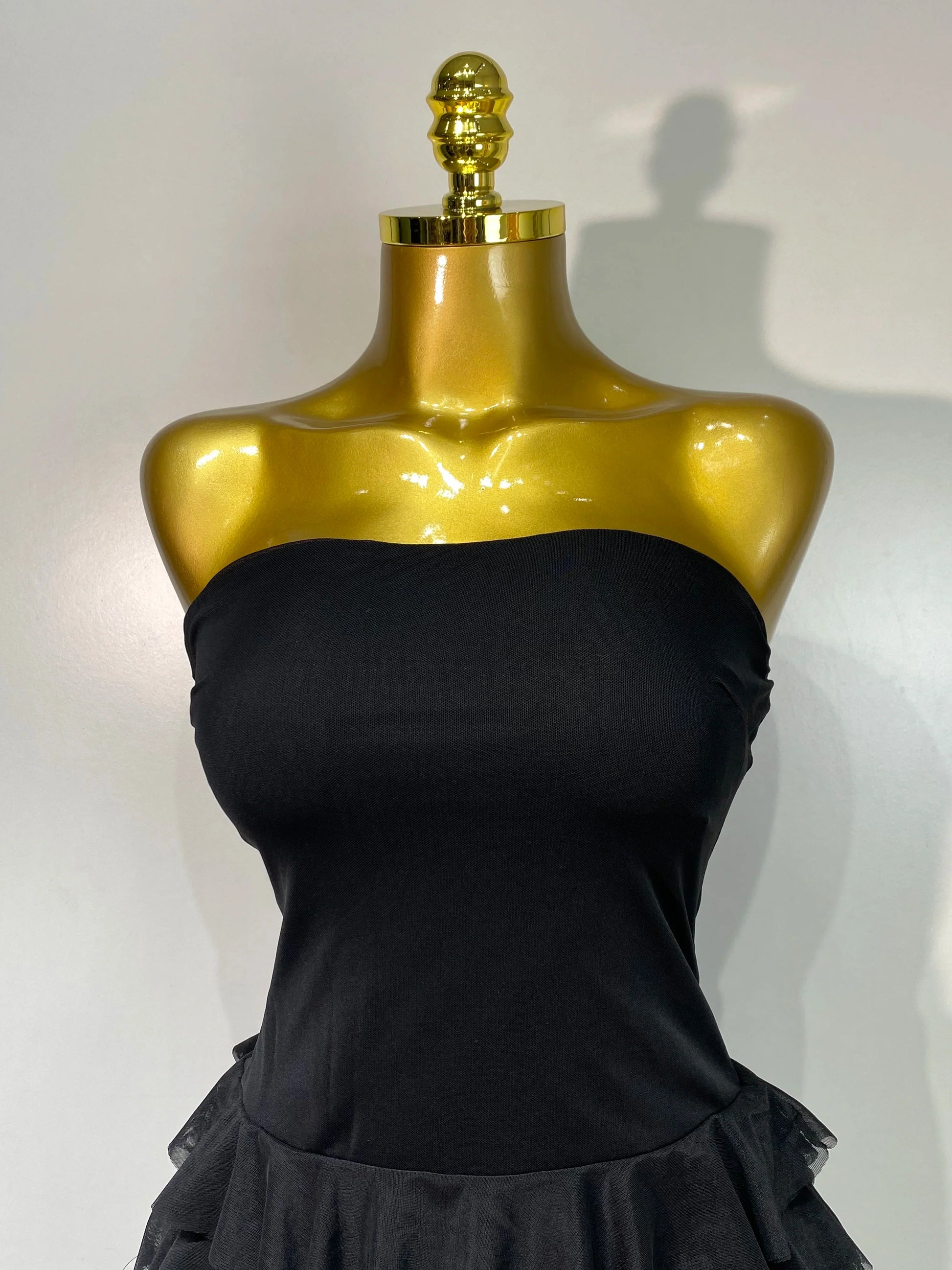 Women Sexy Strapless Ruffles Long Dress Black Backless Mesh See Through Design Dresses Evening Party Cocktail Birthday Dress