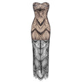 Luxury Sequins Beaded Party Dress Sexy Strapless Glitter Patchwork Mesh Sleeveless Evening Party Club Dress Vestido black
