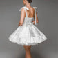 White Wedding Dress Spaghetti Straps Bow Bride Dress Short A line Marriage Dress Lace-up Back Party Dress Vestido De Noiva
