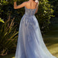 Mist Blue Off Shoulder A-line Prom Dress Lace Embroidery Strapless Vestidos De Novia Elegant Sleeveless robes de soirée