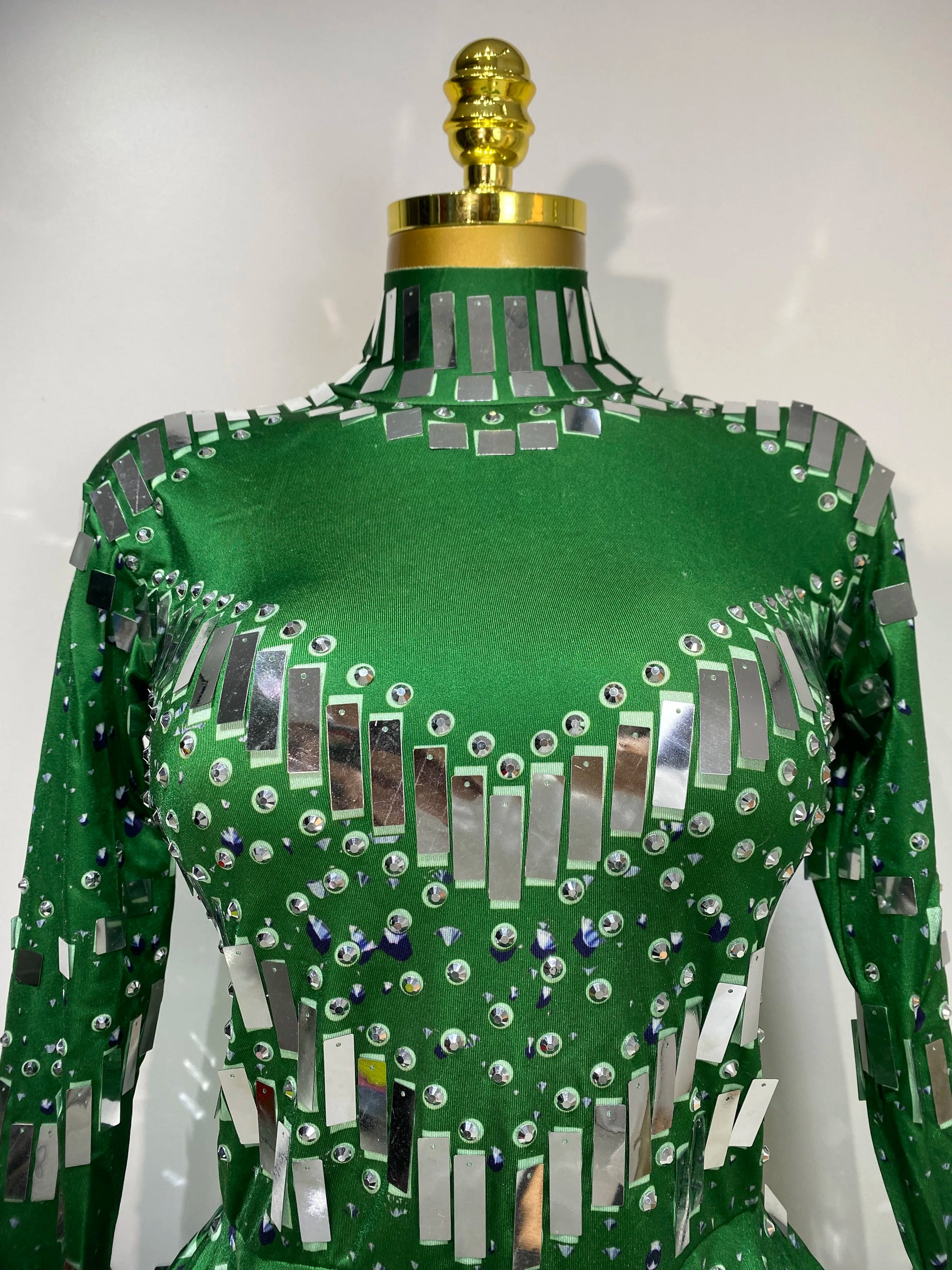 Women Sexy Elastic A-Line Dress Birthday Performance Costume Sparkly Sequin Nightclub Evening Party Hotwife Stage Outfit