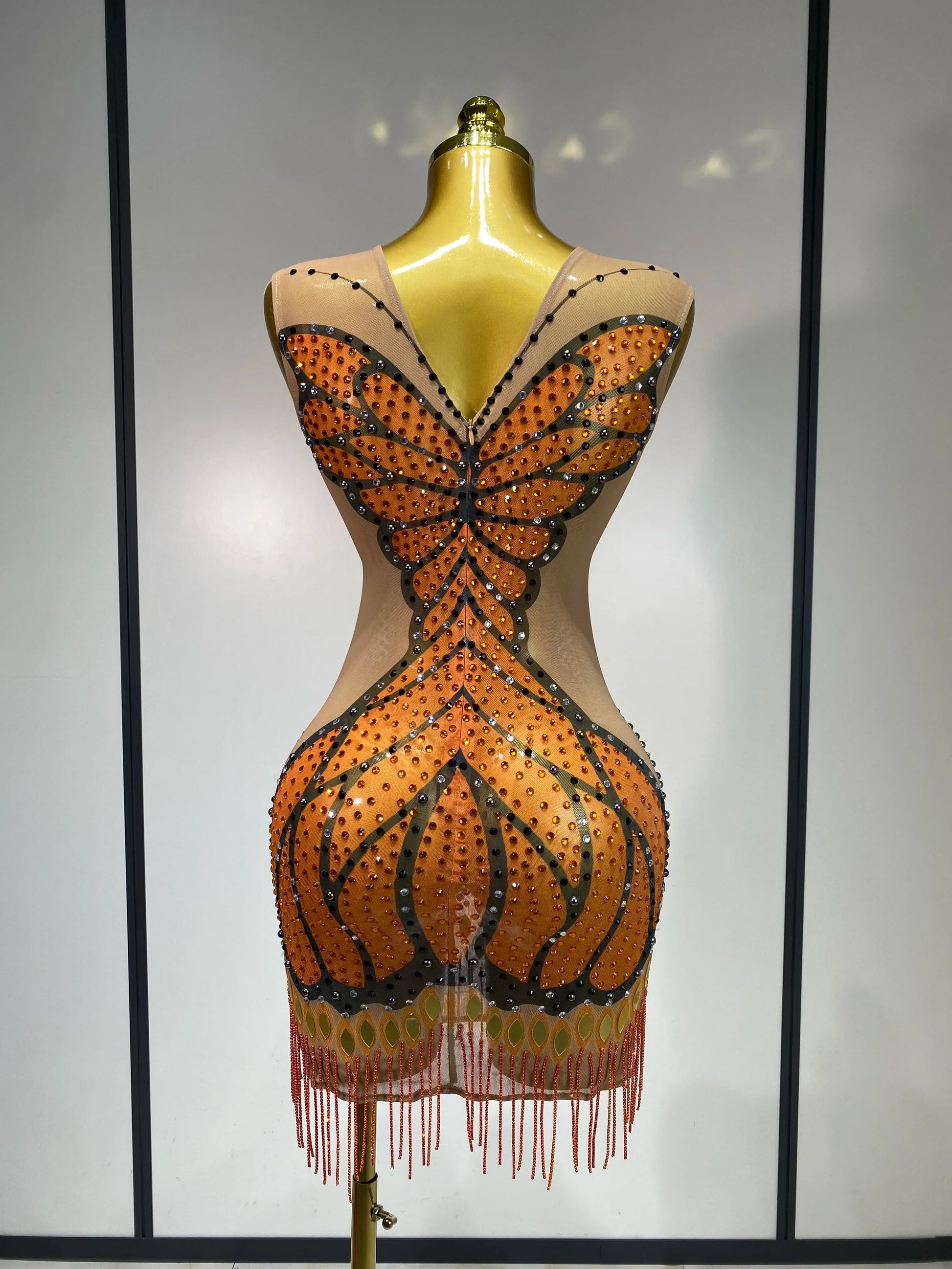 Sparkly Rhinestones Mesh Short Dress Sexy Sleeveless Luxury Birthday Evening Party Gown Performance Singer Stage Outfit