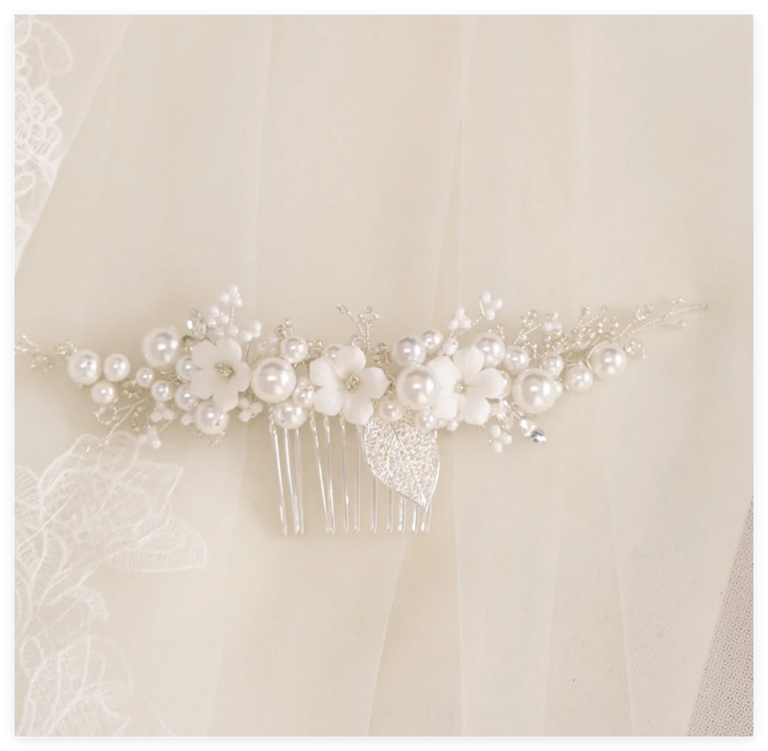 Flower Bridal Hair Comb Headpieces For Wedding Hair Accessories Pearl Bride Hairpin Hair Clips Prom Wedding Hair Piece Headdress