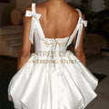 Simple Mini Wedding Dresses White Sleeveless Short Satin Bow Wedding Gowns Boho Beach Bridal Prom Dress Customized