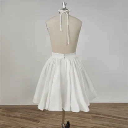 Mini vestidos de novia cortos con escote en V profundo y espalda descubierta para mujer, vestido de novia sencillo con corte en A por encima de la rodilla