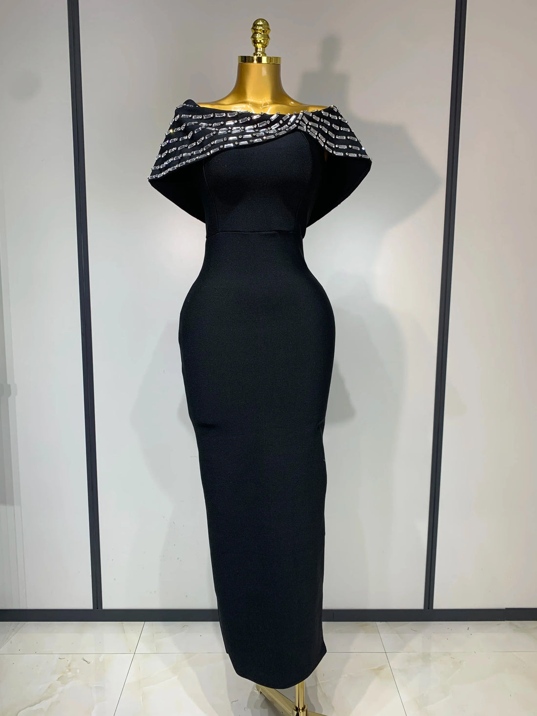 Fashion Sexy Strapless Black Off-shoulder Bodycon Bandade Dress Celebrity Cocktail Party Luxury Birthday Wedding Dresses black