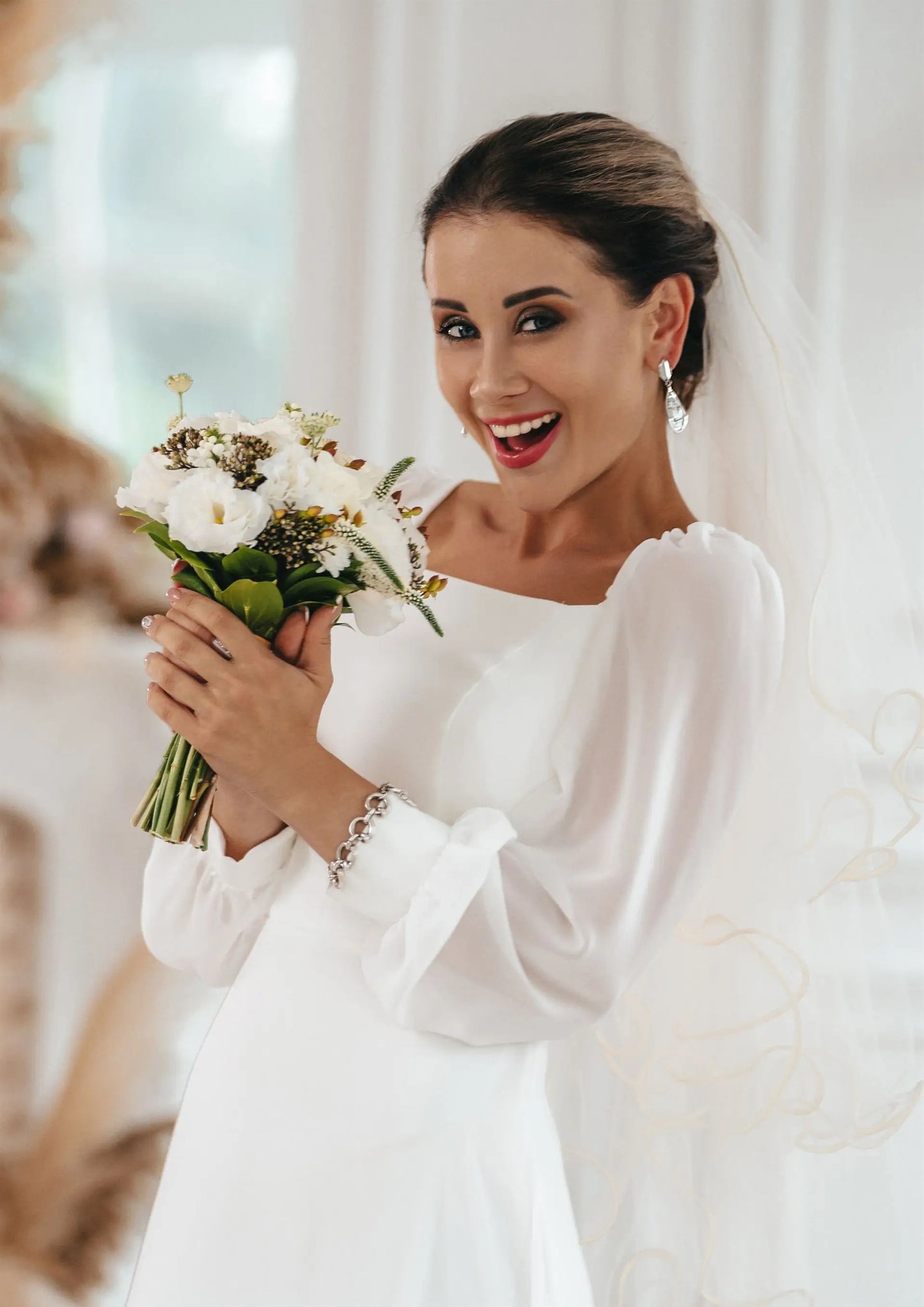 Nuovo abito da sposa semplice un collare quadrata a manica lunga lunghezza abiti da sposa da sposa da sposa Eleagnt Vestidos de novi Civil