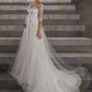 Long Pregnant Wedding Dress Empire Waist Sheer Neck 3/4 Sleeves Lace Applique Tulle A Line Bridal Gown Women Custom made