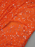 Orange Sequins Halter Long Dress For Women Backless Structured Flower Details Maxi Elegant Evening Party Gown Vestido