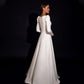 Robe De mariée trapèze élégante en Satin, manches longues bouffantes carrées, longueur au sol, Robe De mariée Simple, sur mesure