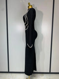 Women Sexy Long Sleeve Diamonds Maxi Long Bodycon Bandage Dress Celebrity Elegant Evening Party Luxury Birthday Dresses