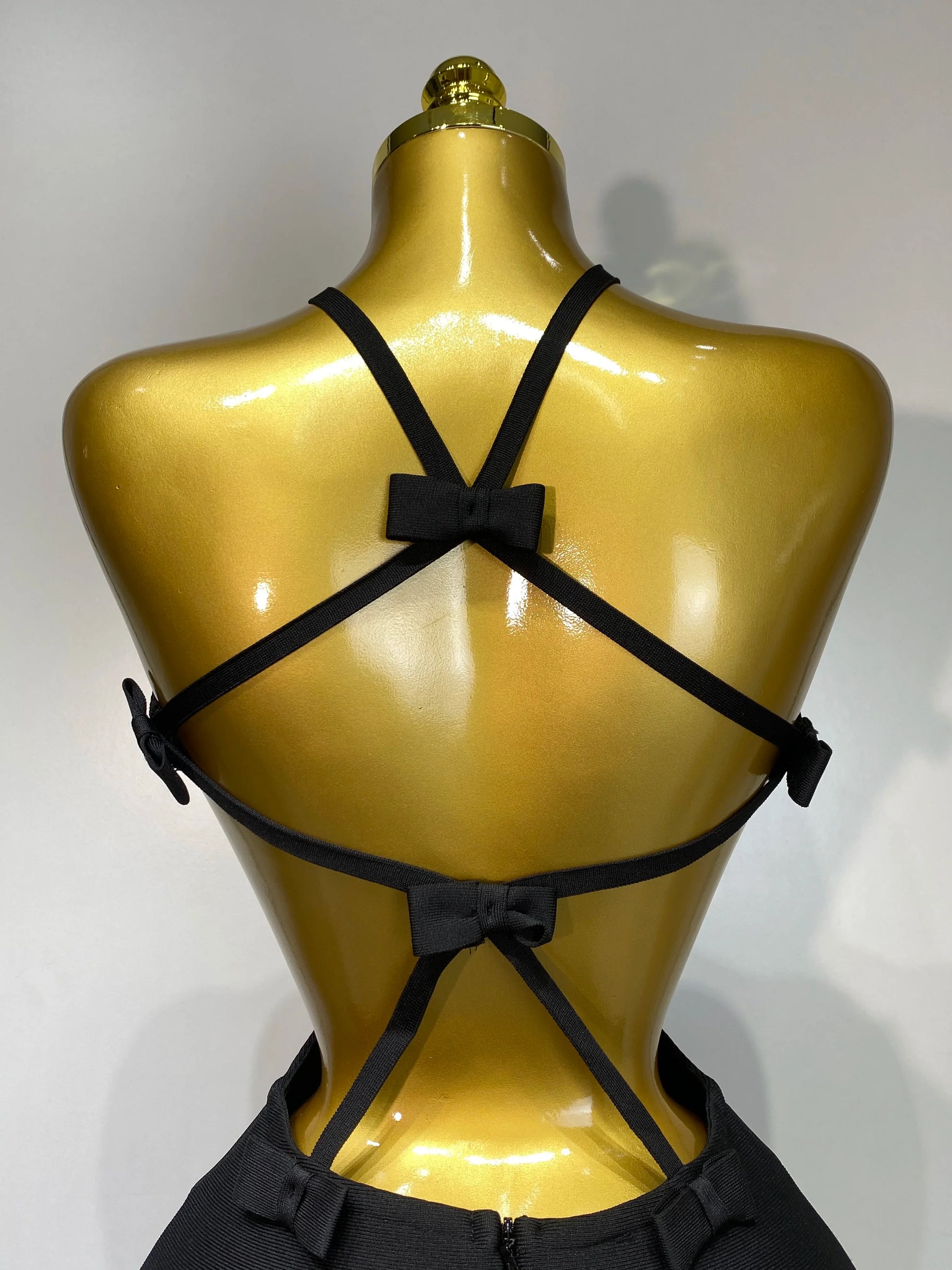 Women Sexy Backless Black Cut Out Bow Tie Bodycon Bandage Dress Celebirty Elegant Evening Party Luxury Birthday Dresses