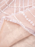 Beige Spilced Folds Short Dress Off The Shoulder Pearl Sequins Beading Chains Mini Cocktail Evening Party Vestido