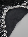 Strapless Crystal Black Maxi Long Gown Sparkling Diamond Hollow Tight Elegant Celebrity Party Evening Dress