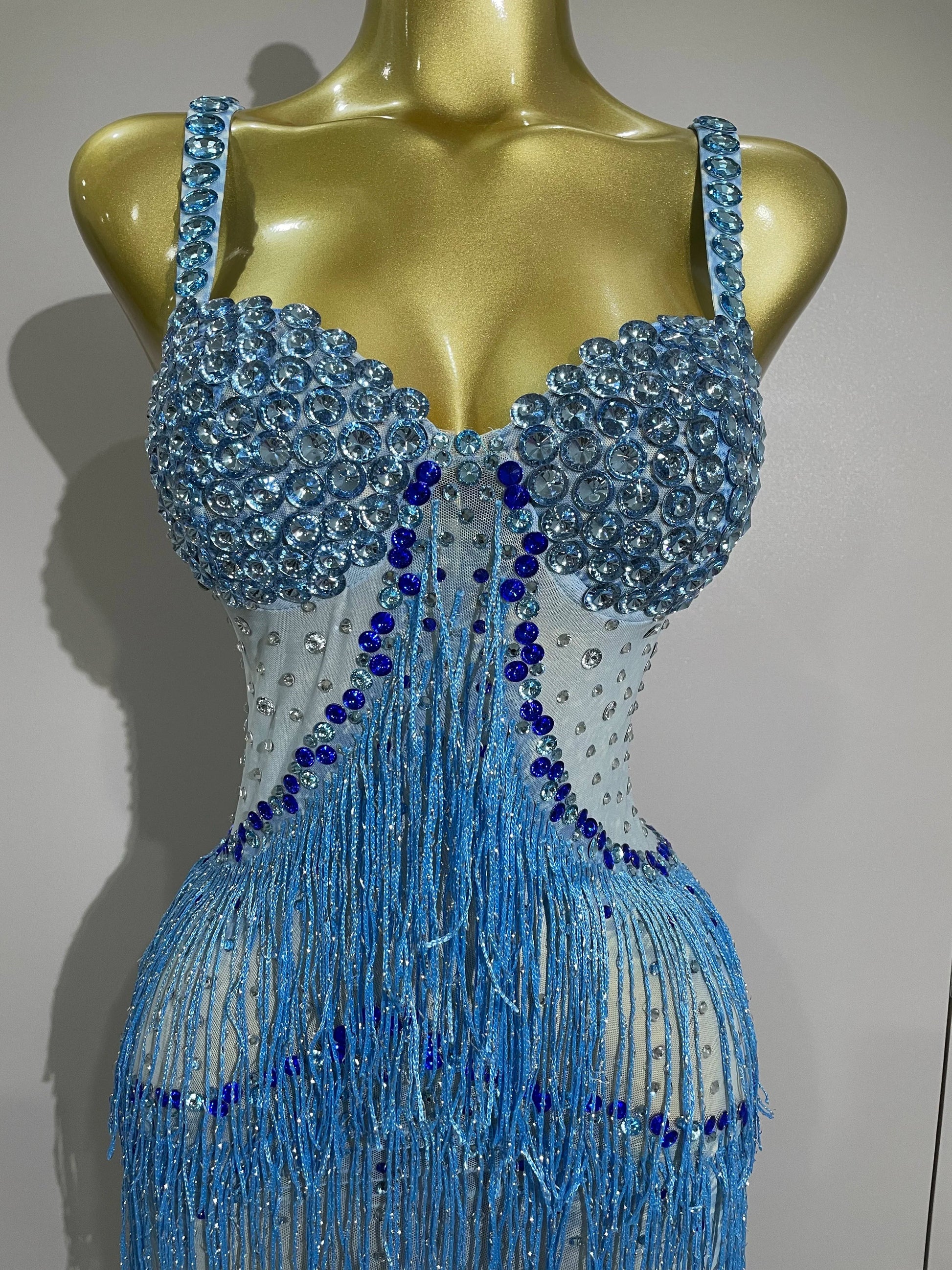 Sparkly Rhinestones Tassel sexy Mesh Slip Long Dress Women Celebrate Evening Prom Birthday paty Dress Photoshoot Stage Wear