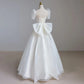 French Luxury White Satin Maxi Wedding Dresses for Bride Elegant Sexy Slim Puff Sleeve Long Prom Party Dress Women vestidos