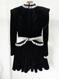 Sexy Women's Open Waist Tassel Velvet Dress Stand Collar Long Sleeve Slimming Mini Dress Celebrity Evening Party Vestidos