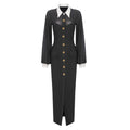 Women Elegant And Pretty Dress Spring Summer Fashion Party Long Sleeve Button Black Ankle Length Dresses black