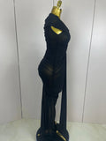 Sexy Sleeveless O-Neck Bodycon Mesh Long Dress Women Hollow Out Celebrate Fashion Show Celebrity Evening Party Club Dress