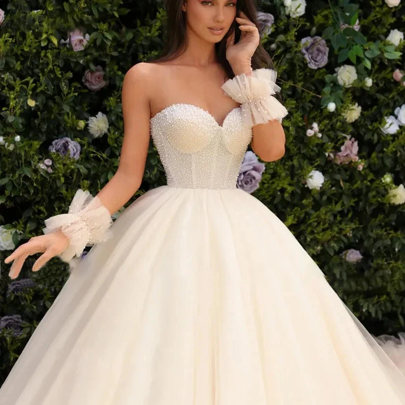 Bohomia – robe de mariée princesse, épaules dénudées, ligne a, dos nu, froncée, en Tulle, à plusieurs niveaux 