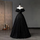 Robe de bal noire Simple, luxueuse et brillante, robes de Quinceanera classiques, épaules dénudées, longueur au sol, robes bouffantes pour bal, nouvelle collection