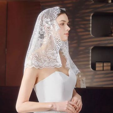 Mantilla Lace Veils For Women Spanish Muslim Head Covering Church Veil Black White Chapel Catholic Bridal Veils For Wedding