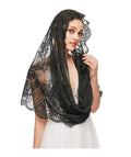 Lace Church Veils For Women Muslim Head Covering Scarf Shawl Spanish Style Mantilla Veil White Black Bridal Veil For Wedding as picture