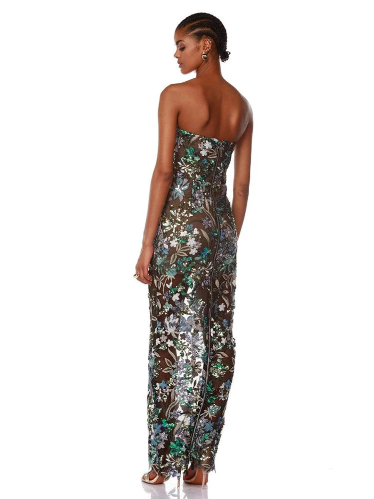 Celebrity Party Dresses For Women Summer Holiday Wear Sexy Sleeveless Embroidery Design Long Gowns