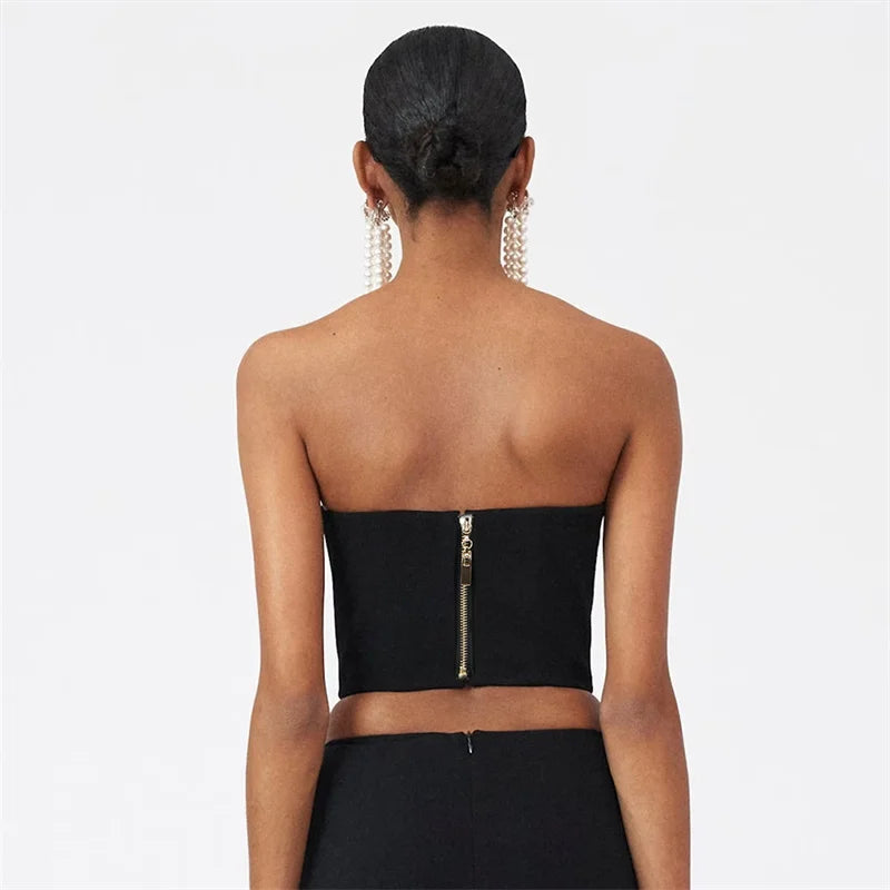 Stylish Sexy Woman Item Stereoscopic Flowers Strapless Top Summer Party Music Festival Vestido Holiday Vocation Outfit