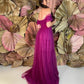 Purple A-line Floor Lenght فساتين مناسبة رسمية Sexy Off-Shoulder Prom Dress Multi-layer Tulle Vestidos De Noche