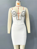 Luxurious White Strappy Sleeveless Dress with Crystal Details for Galas Evening Wedding Gown