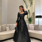 Black Long Sleeves فساتين سهره فاخره  Satin Slim A-line Prom Dresses Nobility Elegantly Handmade Vestidos De Noche