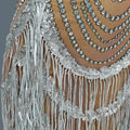 Shining Diamonds Tassel Dress Sexy Women Elastic Perspective Crystal Dress Singer Stage Costumes Latin Dance Dress Diaodeng