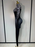 Women Sexy Nightclub Evening Party Drag Queen Singer Dancer Stage Performance Costume Luxury Rhinestone Stretch Jumpsuit