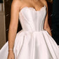 Booma Simple Stain A-Line Wedding Dresses Sweetheart Lace Sleeveless Brides Gowns for Women Lace Up Long Bridals Dresses
