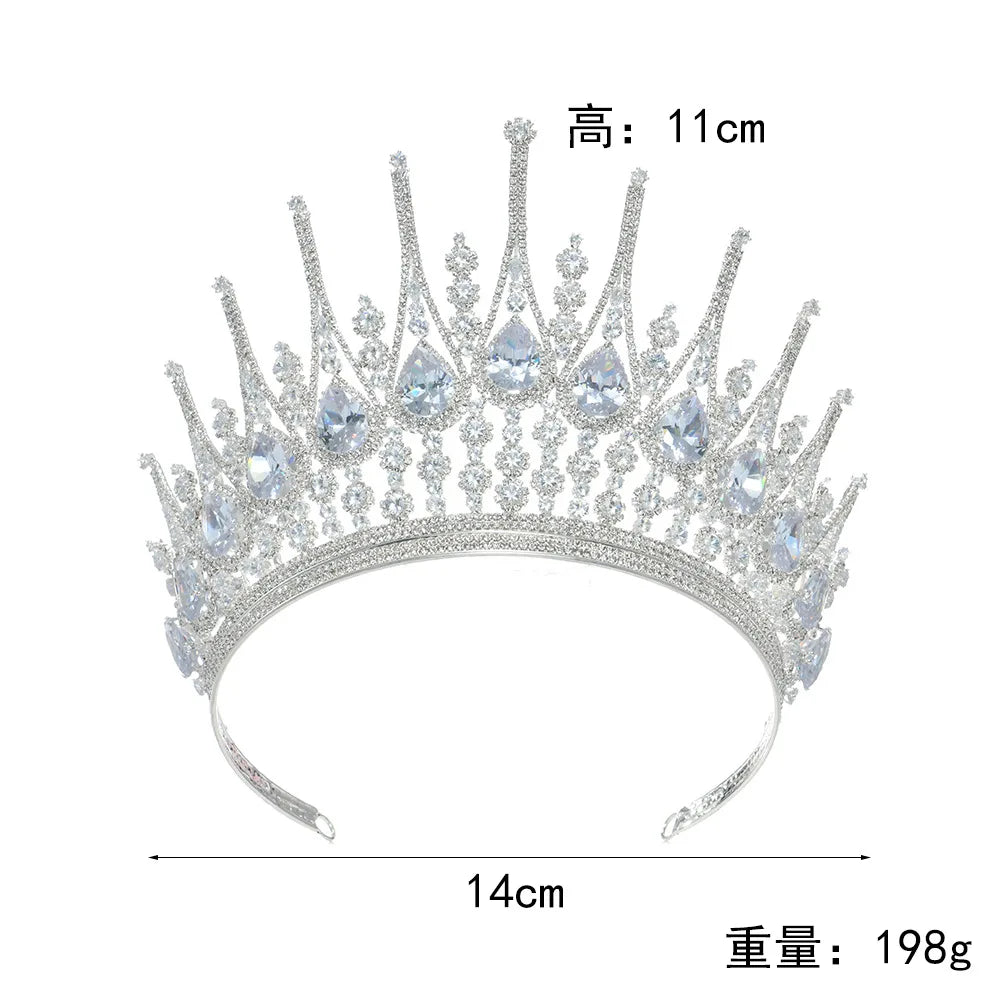 Baroque Queen Crowns For Women Crystal Zircon Big Bridal Tiara Crown For Wedding Pageant Miss Universe Diadem Bride Headpiece